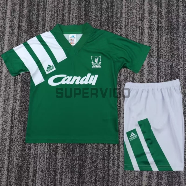 Camiseta Liverpool Segunda Equipación Retro 1991/92 Verde/Blanco Niño Kit