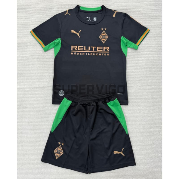 Camiseta Borussia Mönchengladbach Segunda Equipación 2026/2027 Negro Niño Kit