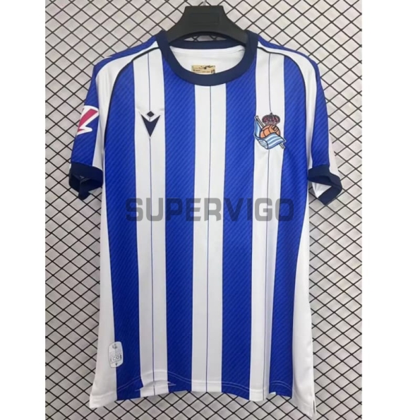 Camiseta Real Sociedad Primera Equipación 2025/2026 Azul/Blanco con Parche La Liga