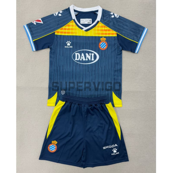 Camiseta Espanyol Tercera Equipación 2025/2026 Azul Marino Niño Kit con Parche La Liga