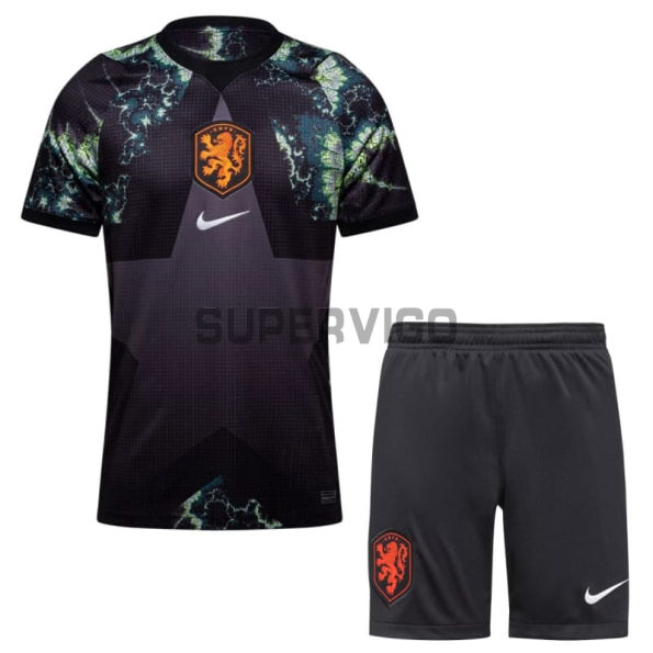 Camiseta de Portero Holanda Mundial 2026 Negro Niño Kit