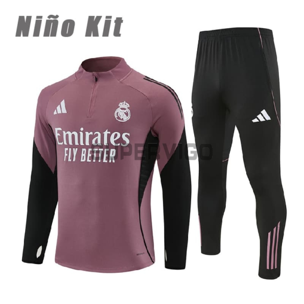 Sudadera De Entrenamiento Real Madrid 2025/2026 Niño Kit Rosa Apagado