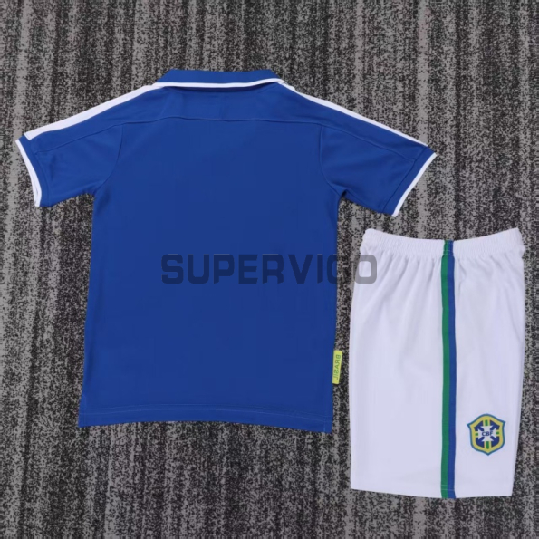 Camiseta Brasil Segunda Equipación Retro 1997 Azul Niño Kit