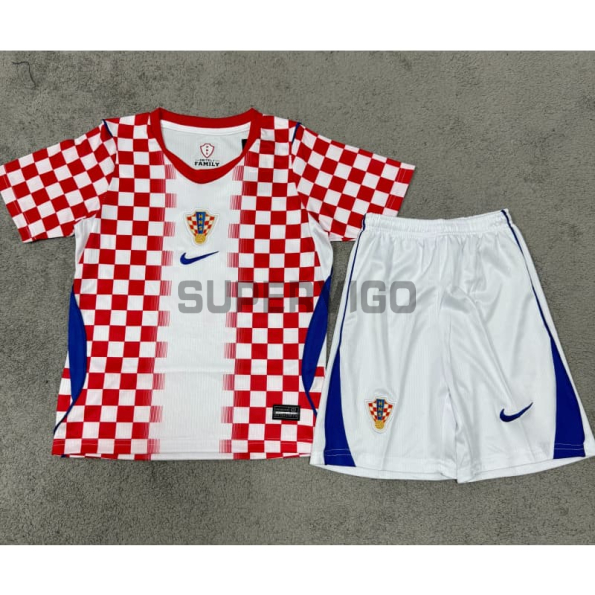 Camiseta Croacia Primera Equipación Mundial 2026 Rojo/Blanco Niño Kit