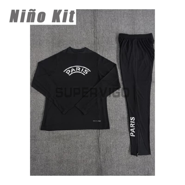 Sudadera De Entrenamiento PSG 2025/2026 Niño Kit Negro/Blanco (EDICIÓN JUGADOR)