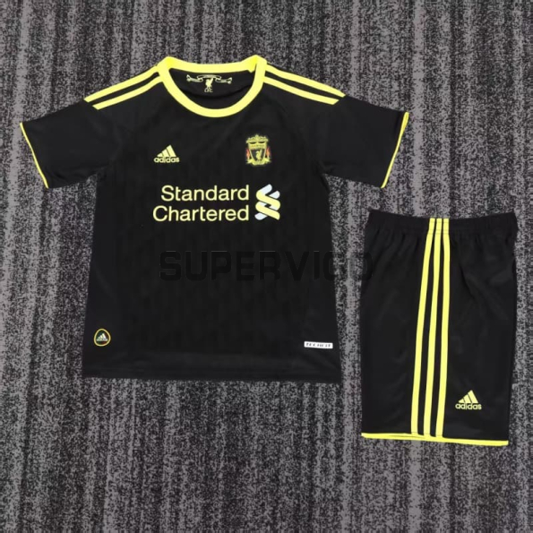 Camiseta Liverpool Tercera Equipación Retro 2010/11 Negro Niño Kit