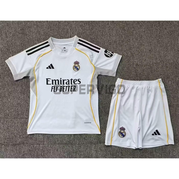 Camiseta Real Madrid Primera Equipación 2025/2026 Blanco Niño Kit
