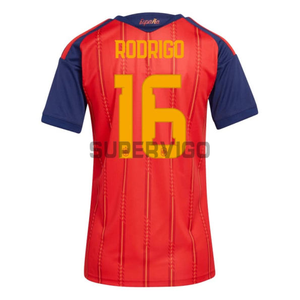 Camiseta Rodrigo 16 España Primera Equipación 2026 Rojo/Azul Mujer