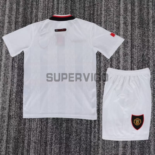 Camiseta Manchester United Segunda Equipación Retro 1998/99 Blanco Niño Kit
