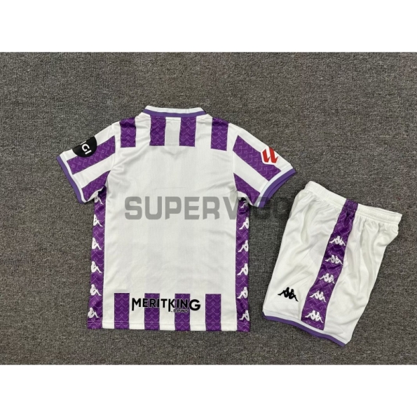 Camiseta Real Valladolid Primera Equipación 2025/2026 Morado/Blanco Niño Kit con Parche La Liga