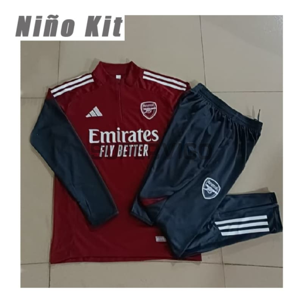 Sudadera De Entrenamiento Arsenal 2025/2026 Niño Kit Rojo/Azul Marino