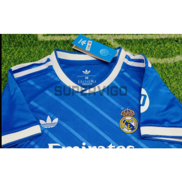 Camiseta Real Madrid Tercera Equipación 2025/2026 Azul Niño Kit con Parche HP