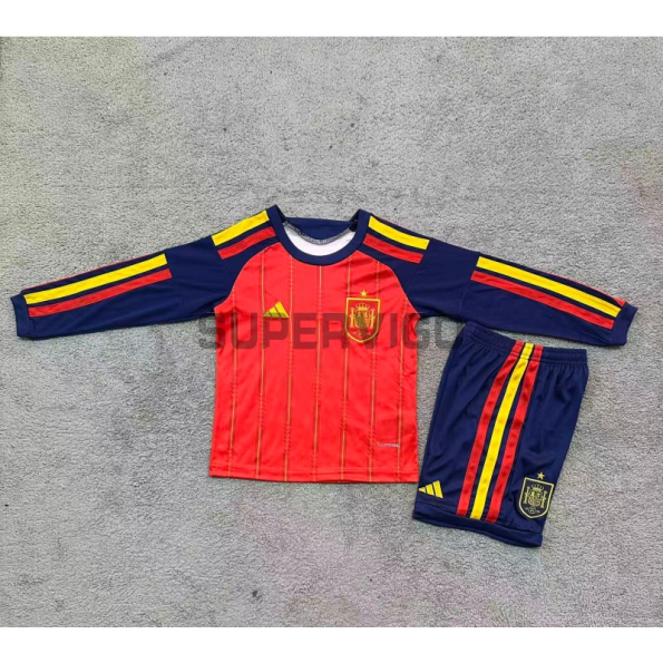 Camiseta España Primera Equipación Mundial 2026 ML Rojo/Azul Niño Kit