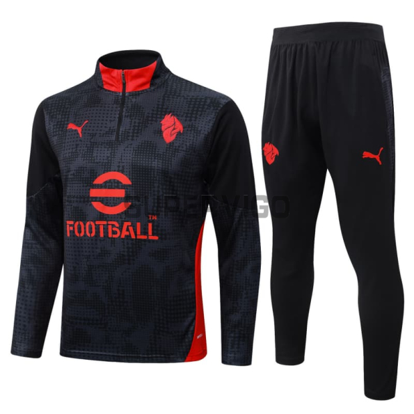 Sudadera De Entrenamiento AC Milan 2025/2026 Negro/Rojo con Estampado