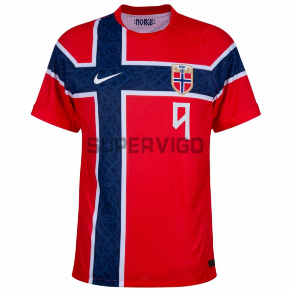 Camiseta BRAUT HAALAND 9 Noruega Primera Equipación Mundial 2026 Rojo/Azul