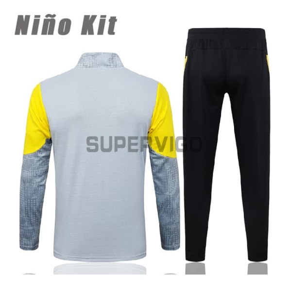 Sudadera De Entrenamiento Borussia Dortmund 2025/2026 Niño Kit Gris Claro/Amarillo