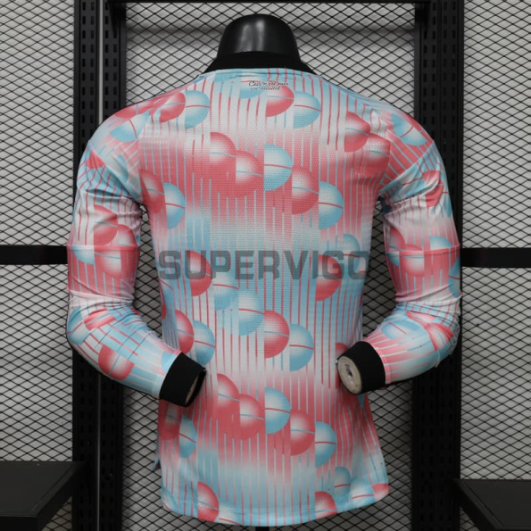 Camiseta Bélgica Segunda Equipación Mundial 2026 ML Rosa/Azul Claro (EDICIÓN JUGADOR)