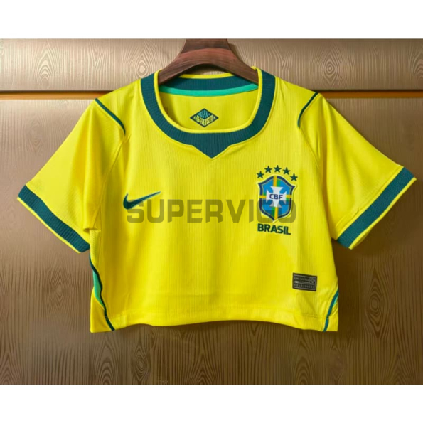 Camiseta Corta Brasil Primera Equipación Mundial 2026 Amarillo Mujer