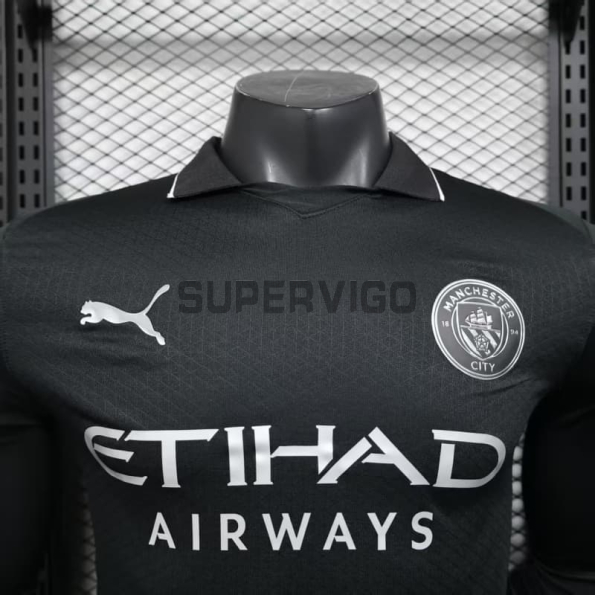 Camiseta Manchester City Segunda Equipación 2025/2026 ML Negro (EDICIÓN JUGADOR)