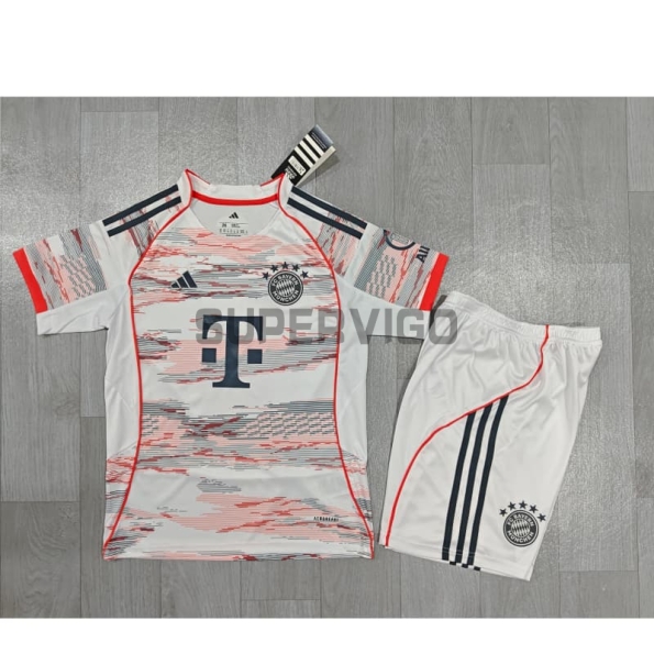 Camiseta Bayern Munich Segunda Equipación 2025/2026 Beige Niño Kit