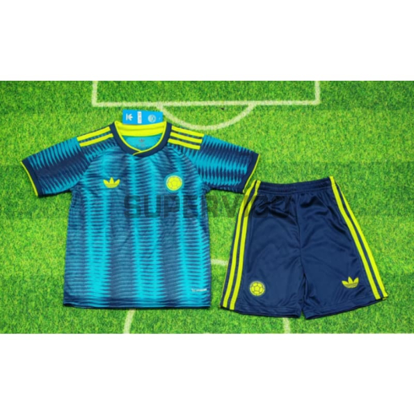 Camiseta Colombia Segunda Equipación Mundial 2026 Azul Niño Kit