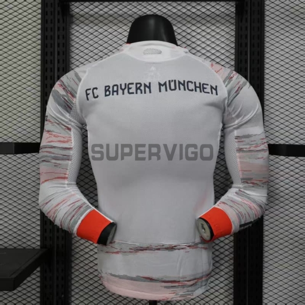 Camiseta Bayern Múnich Segunda Equipación 2025/2026 ML Blanco (EDICIÓN JUGADOR)