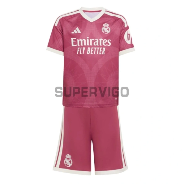 Camiseta Real Madrid Tercera Equipación 2026/2027 Rosa Niño Kit con Parche HP