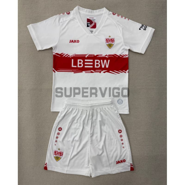 Camiseta VfB Stuttgart Primera Equipación 2025/2026 Blanco Niño Kit