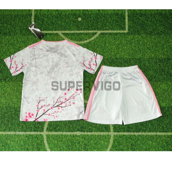Camiseta Japón 2026 Edición Especial con Estampado de Búho Blanco/Rosa Niño Kit