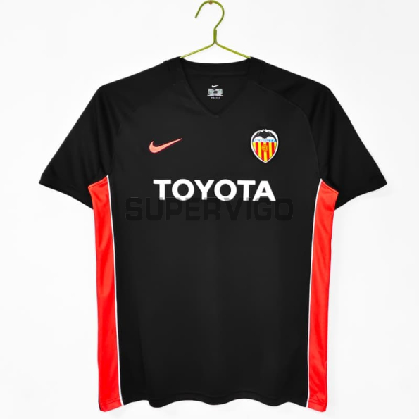 Camiseta Valencia 2006/07 Segunda Equipación Retro Negro
