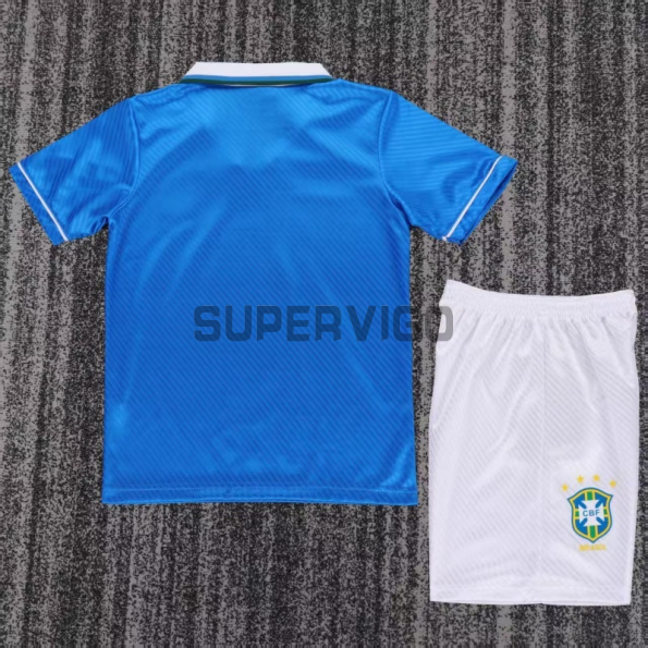 Camiseta Brasil Segunda Equipación Retro 1996 Azul Niño Kit