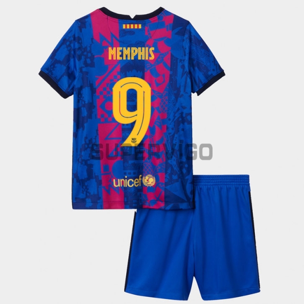 Camiseta Memphis 9 Barcelona Tercera Equipación 2021/2022 Niño Kit