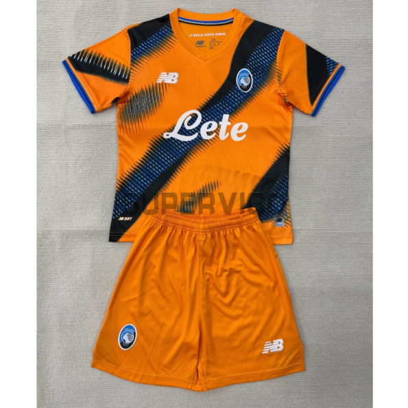 Camiseta Atalanta BC Tercera Equipación 2025/2026 Naranja/Azul Niño Kit
