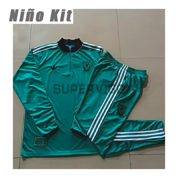 Sudadera De Entrenamiento Liverpool 2025/2026 Niño Kit Verde/Negro/Blanco