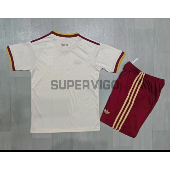 Camiseta España Segunda Equipación Mundial 2026 Blanco/Rojo Niño Kit 2 Estrellas con FIFA2026