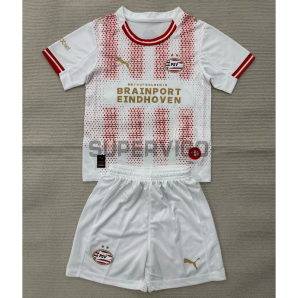 Camiseta PSV Eindhoven Cuarta Equipación 2025/2026 Blanco/Rojo Niño Kit