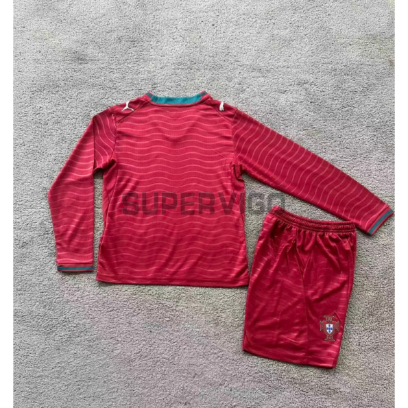 Camiseta Portugal Primera Equipación Mundial 2026 ML Rojo Niño Kit