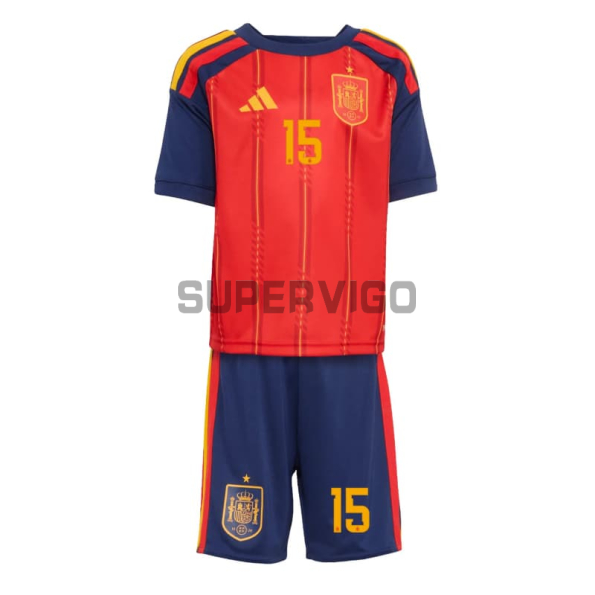 Camiseta Baena 15 España Primera Equipación 2026 Rojo/Azul Niño Kit