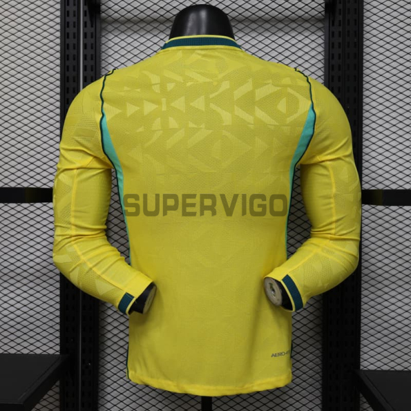 Camiseta Brasil Primera Equipación Mundial 2026 ML Amarillo (EDICIÓN JUGADOR)