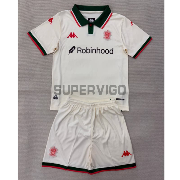 Camiseta OCG Nice Segunda Equipación 2025/2026 Blanco Niño Kit