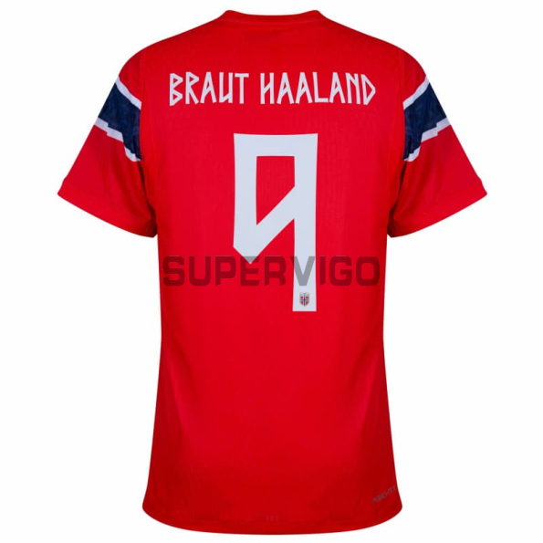 Camiseta BRAUT HAALAND 9 Noruega Primera Equipación Mundial 2026 Rojo/Azul