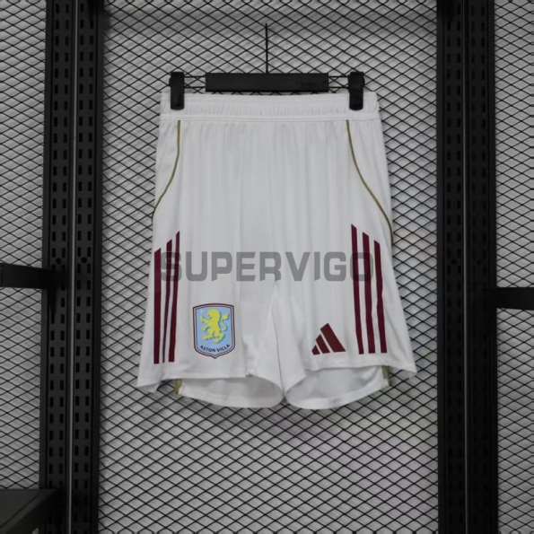 Pantalón Corto Aston Villa Primera Equipación 2025/2026 Blanco (EDICIÓN JUGADOR)