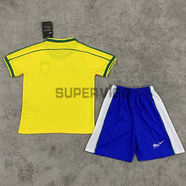 Camiseta Brasil Primera Equipación Retro 1998 Niño Kit