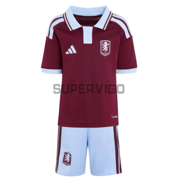 Camiseta Aston Villa Primera Equipación 2026/2027 Borgoña Niño Kit