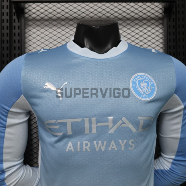 Camiseta Manchester City Primera Equipación 2026/2027 ML Azul/Blanco (EDICIÓN JUGADOR)