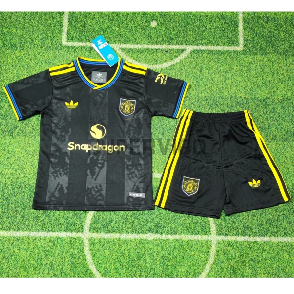 Camiseta Manchester United Tercera Equipación 2025/2026 Negro Niño Kit