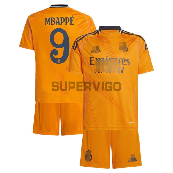 Camiseta Mbappé 9 Real Madrid Segunda Equipación 2024/2025 Niño Kit