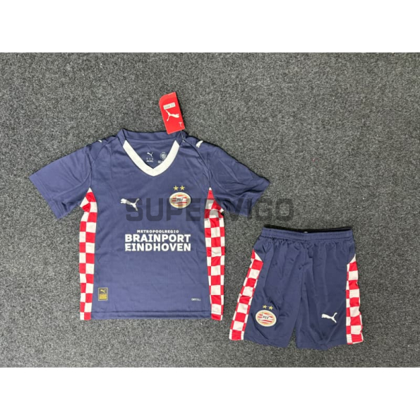 Camiseta PSV Eindhoven Segunda Equipación 2025/2026 Azul Marino Niño Kit