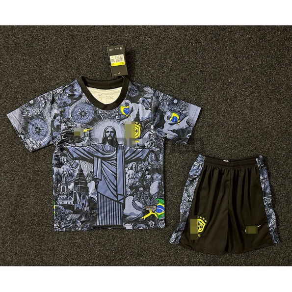 Camiseta Brasil 2024 Especial Edición Negro/Gris Niño Kit