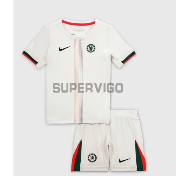 Camiseta Chelsea Segunda Equipación 2025/2026 Blanco Niño Kit